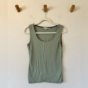 Boden Women's Scoop Neck Tank Top Sz US4 Cotton Blend Green Sleeveless Summer